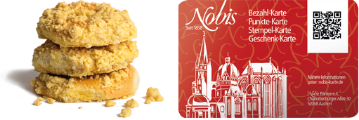 Nobis Printen Aachen, Nobis Karte und Streuselbrötchen