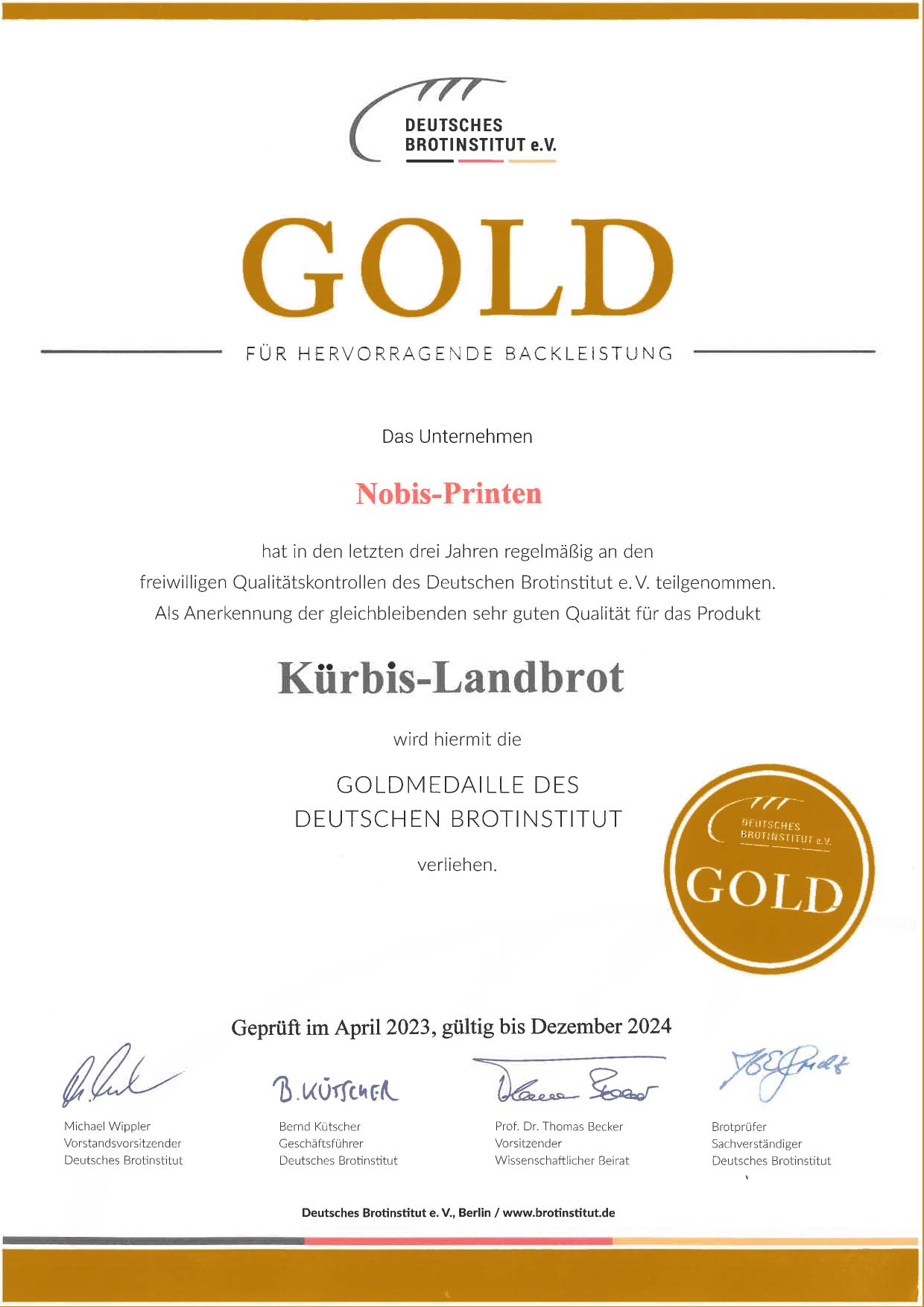 Kuerbis Landbrot DLG 2023 2024