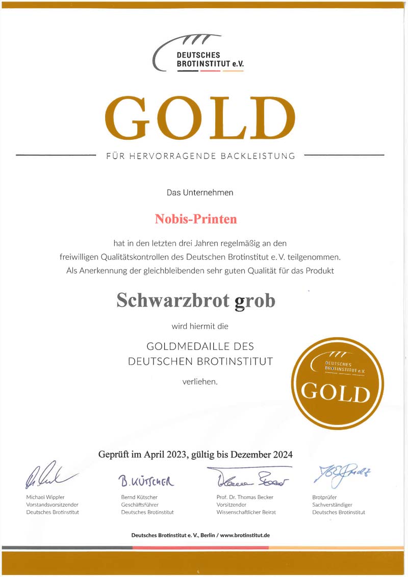 Schwarzbrot Grob DLG 2023 2024