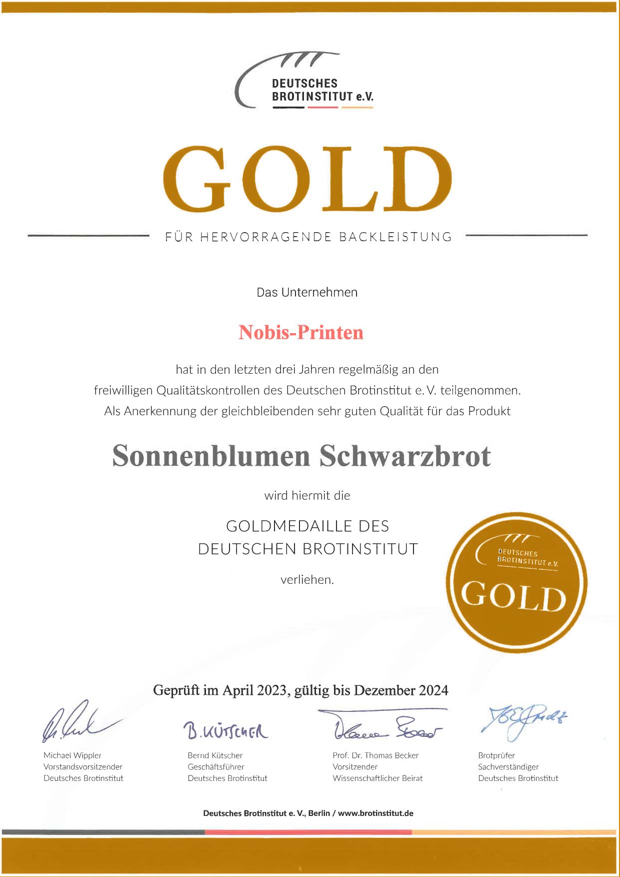 Sonnenblumenkern Schwarzbrot DLG 2023 2024