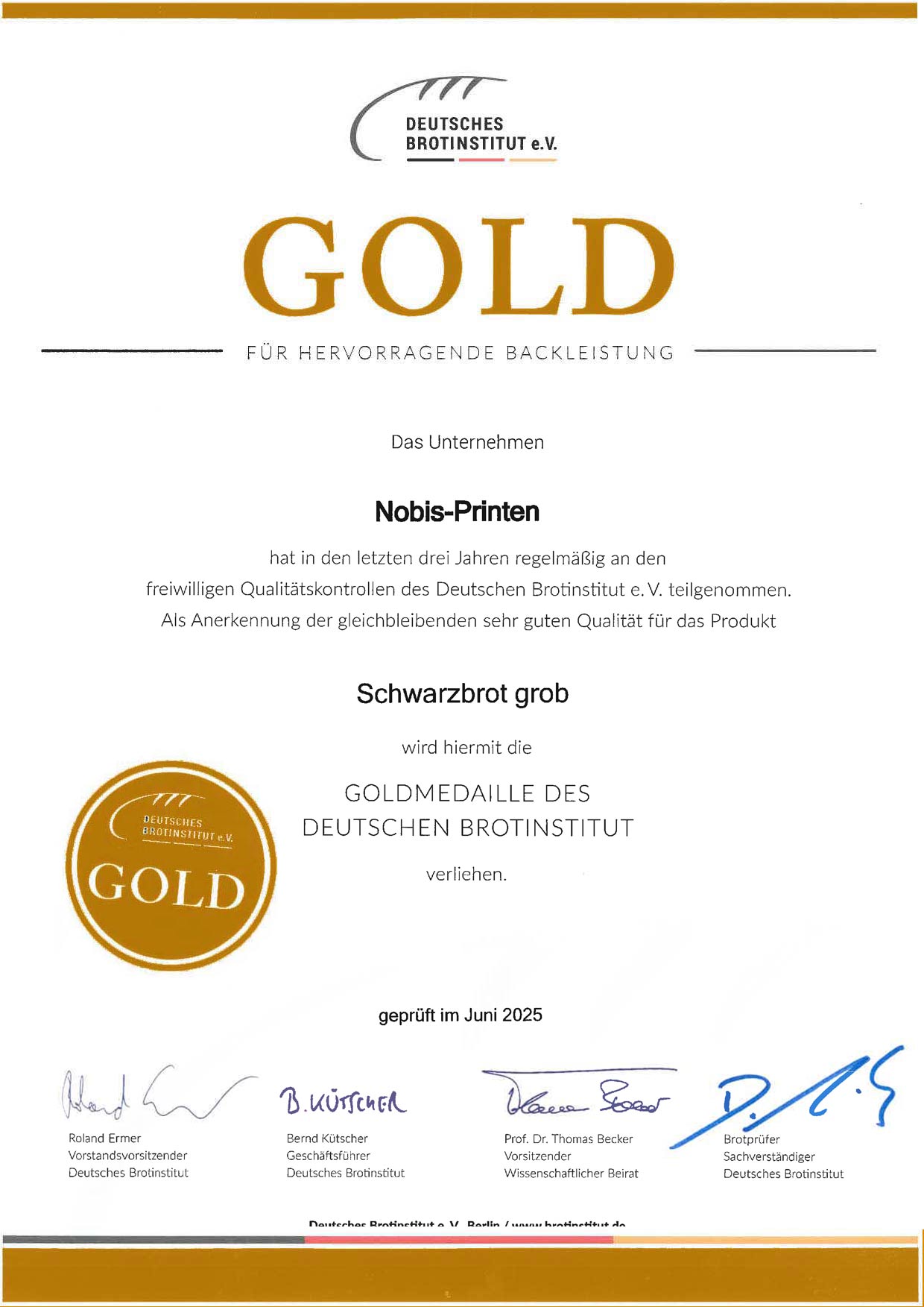 Nobis Printen Auszeichnung Gold Schwarzbrot Grob2025
