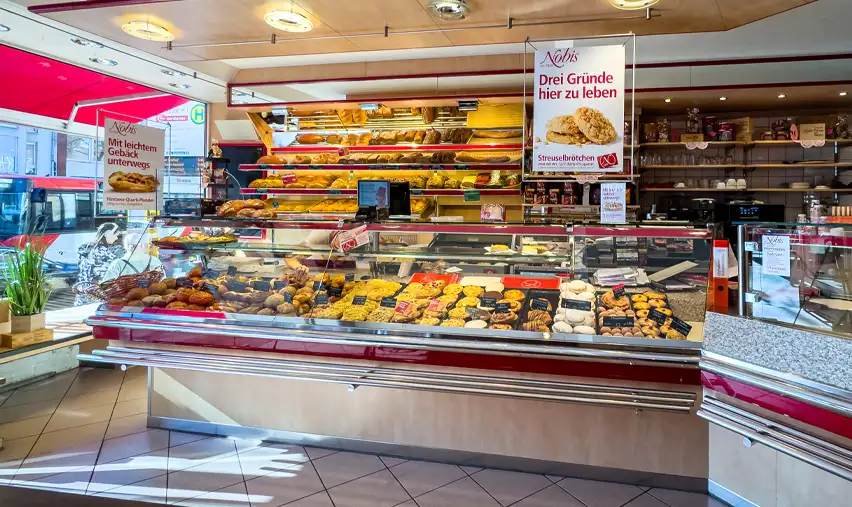 Nobis Printen Filiale in der Alt-Haarener-Str. 54 in Aachen. Ansicht der Theke.